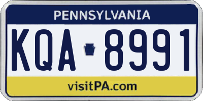 PA license plate KQA8991