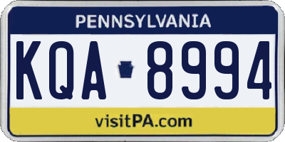 PA license plate KQA8994