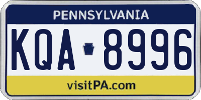PA license plate KQA8996