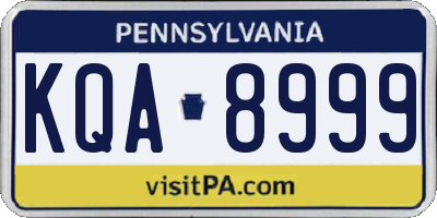 PA license plate KQA8999