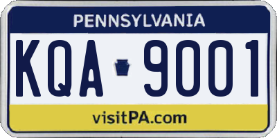 PA license plate KQA9001