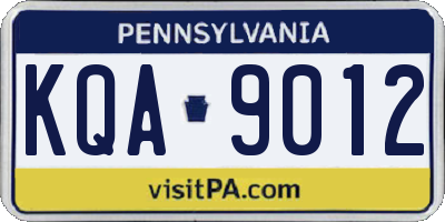 PA license plate KQA9012
