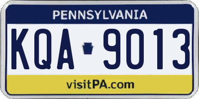 PA license plate KQA9013