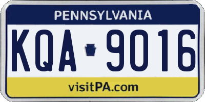 PA license plate KQA9016