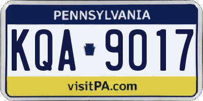 PA license plate KQA9017