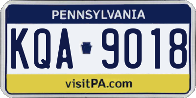 PA license plate KQA9018