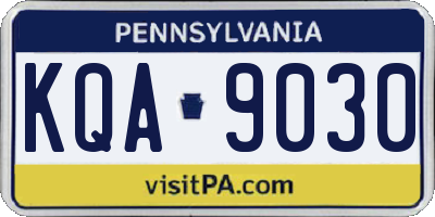 PA license plate KQA9030