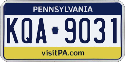 PA license plate KQA9031