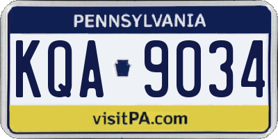 PA license plate KQA9034