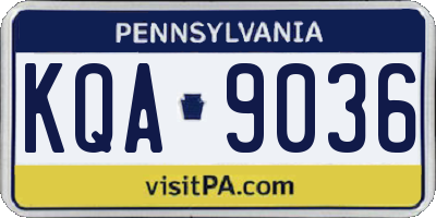 PA license plate KQA9036