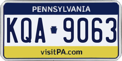 PA license plate KQA9063