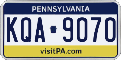 PA license plate KQA9070