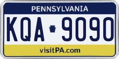 PA license plate KQA9090