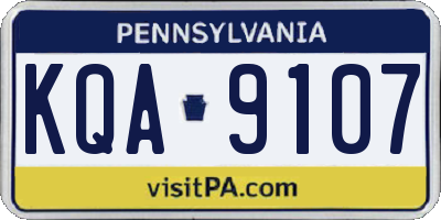 PA license plate KQA9107
