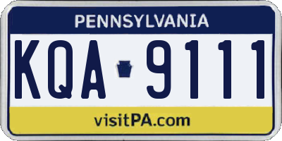 PA license plate KQA9111
