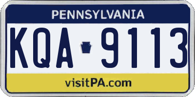PA license plate KQA9113
