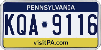 PA license plate KQA9116