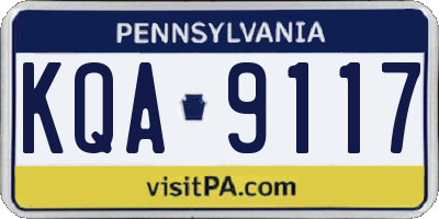 PA license plate KQA9117