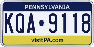 PA license plate KQA9118