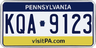 PA license plate KQA9123