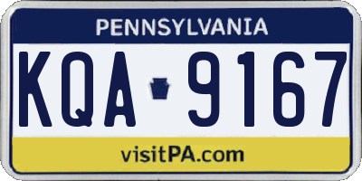 PA license plate KQA9167
