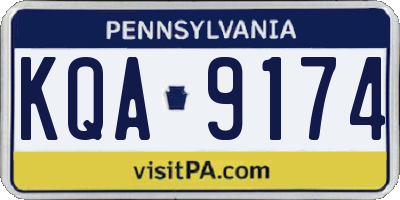 PA license plate KQA9174
