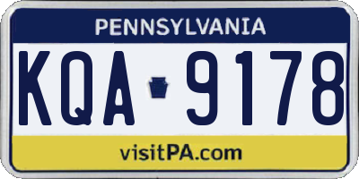 PA license plate KQA9178