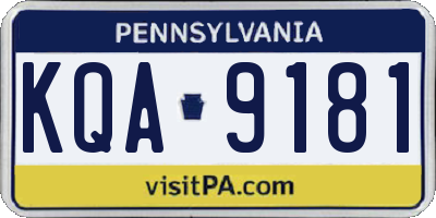 PA license plate KQA9181
