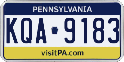 PA license plate KQA9183