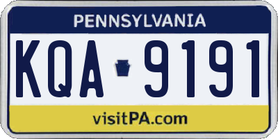 PA license plate KQA9191