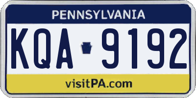 PA license plate KQA9192