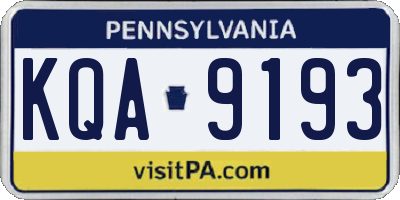 PA license plate KQA9193