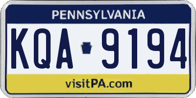 PA license plate KQA9194