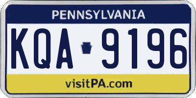 PA license plate KQA9196