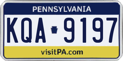 PA license plate KQA9197