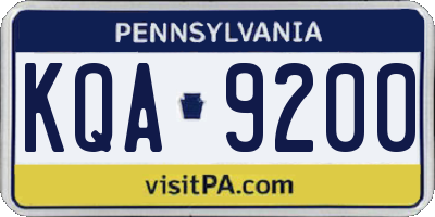 PA license plate KQA9200