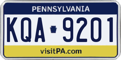 PA license plate KQA9201