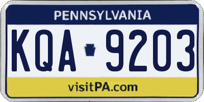 PA license plate KQA9203