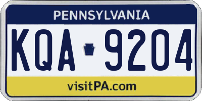 PA license plate KQA9204