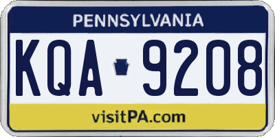 PA license plate KQA9208