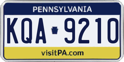 PA license plate KQA9210