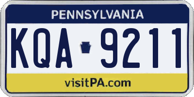 PA license plate KQA9211