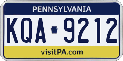 PA license plate KQA9212