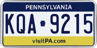 PA license plate KQA9215