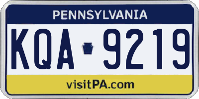 PA license plate KQA9219