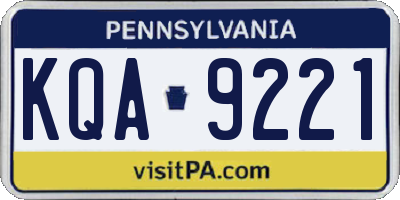 PA license plate KQA9221