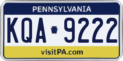 PA license plate KQA9222
