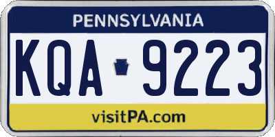 PA license plate KQA9223