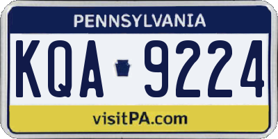PA license plate KQA9224