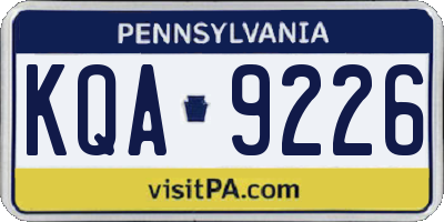 PA license plate KQA9226